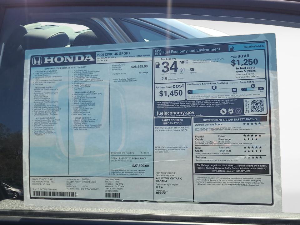 2026 Honda Civic Sedan Sport