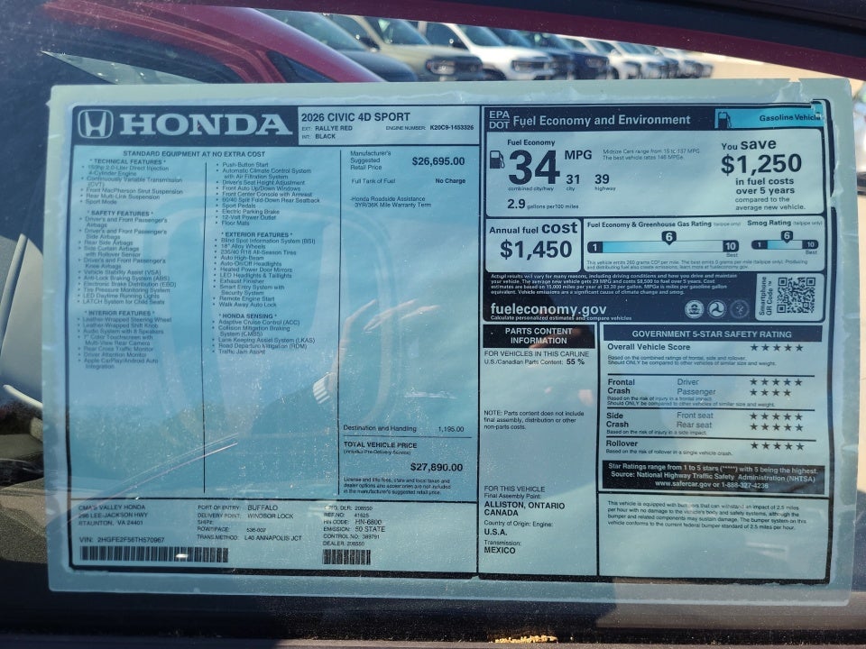 2026 Honda Civic Sedan Sport