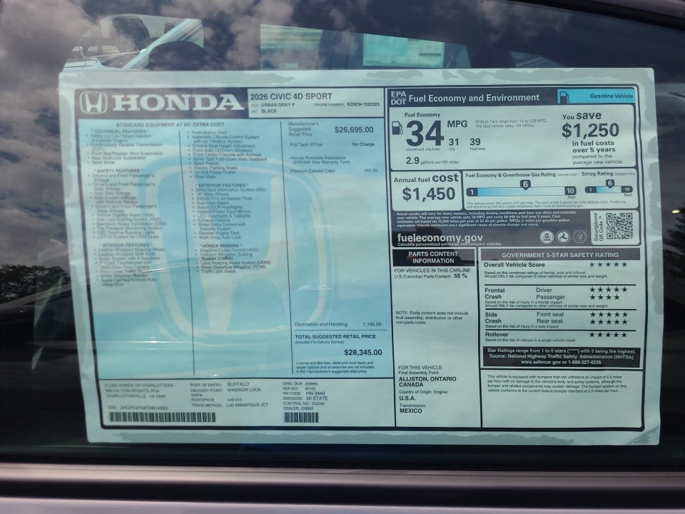 2026 Honda Civic Sedan Sport