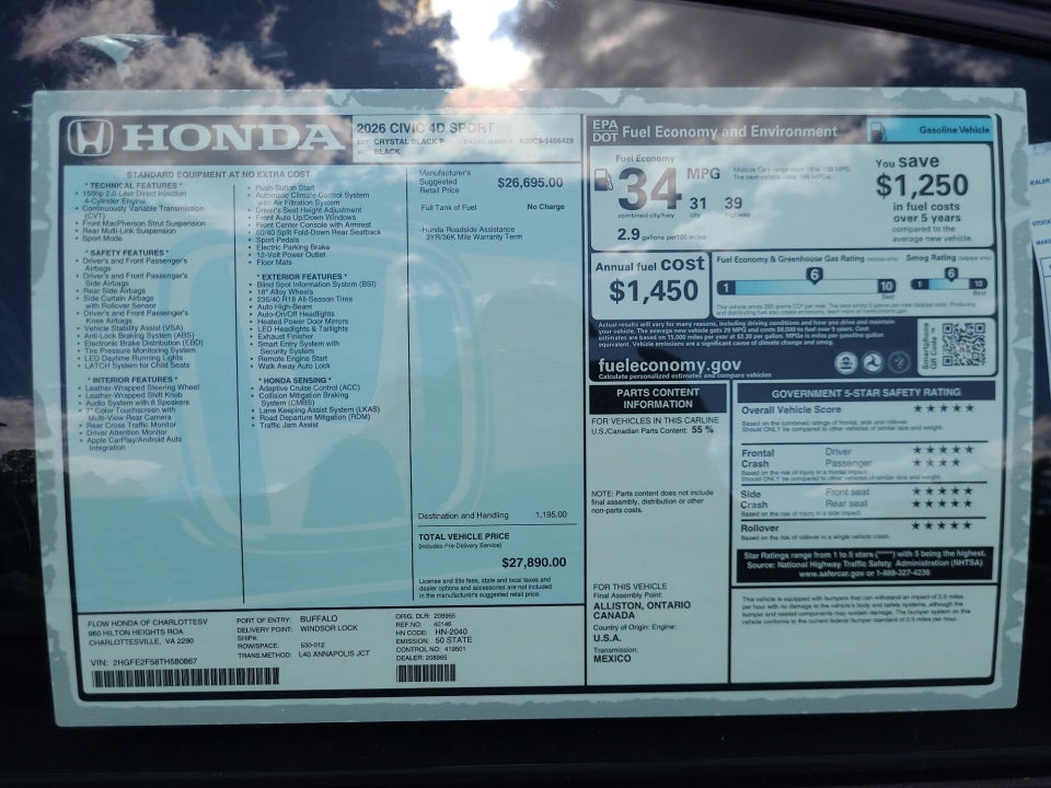 2026 Honda Civic Sedan Sport