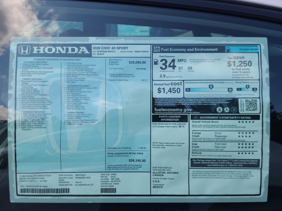 2026 Honda Civic Sedan Sport