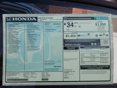 2026 Honda Civic Sedan Sport