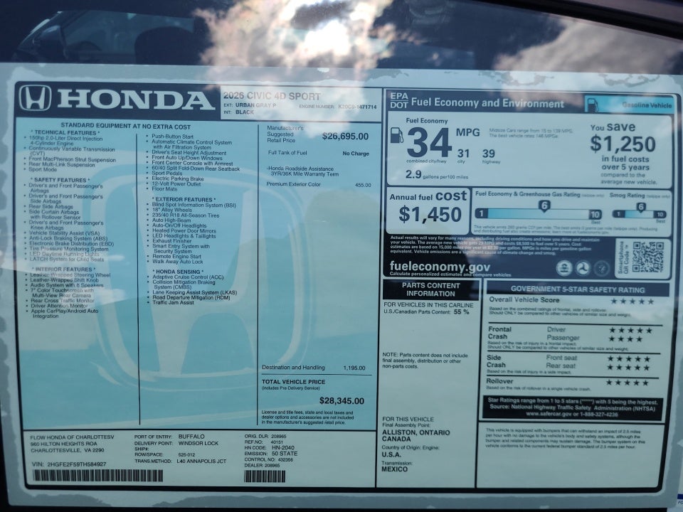 2026 Honda Civic Sedan Sport