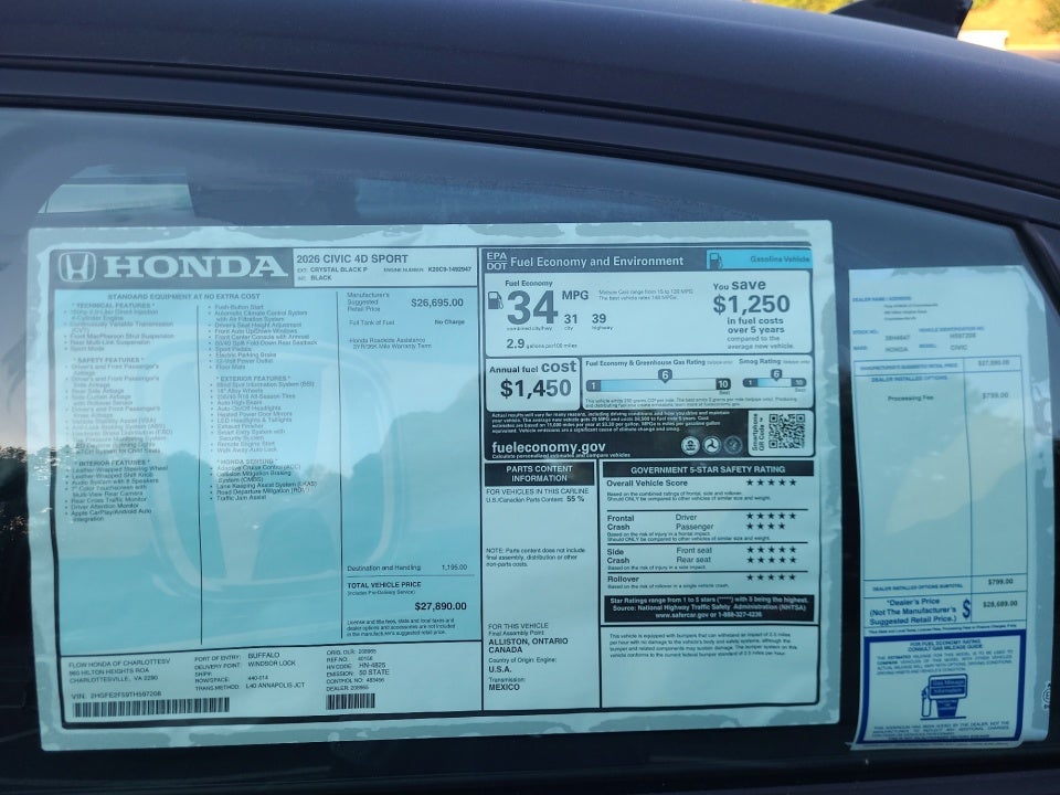 2026 Honda Civic Sedan Sport