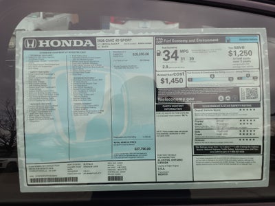 2026 Honda Civic Sedan Sport