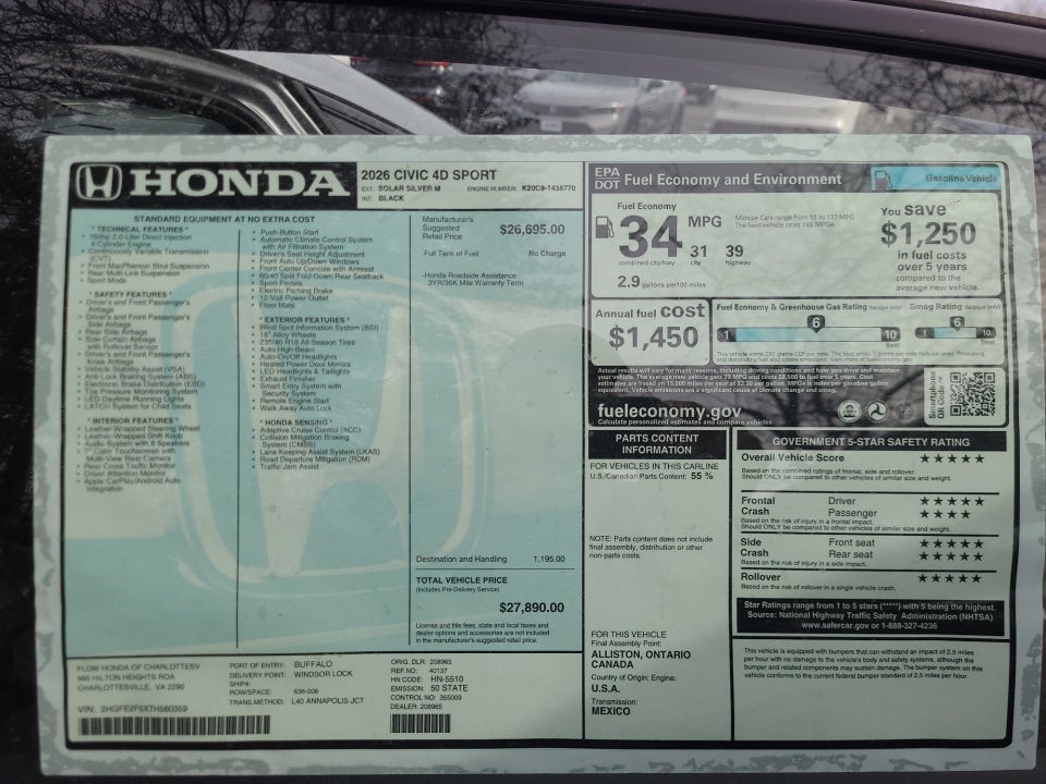 2026 Honda Civic Sedan Sport