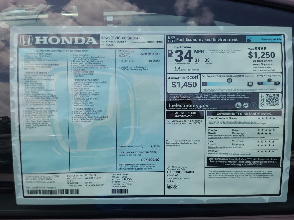 2026 Honda Civic Sedan Sport