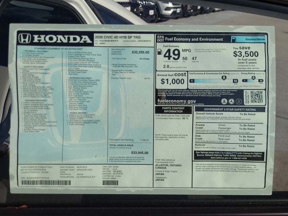 2026 Honda Civic Hybrid Sport