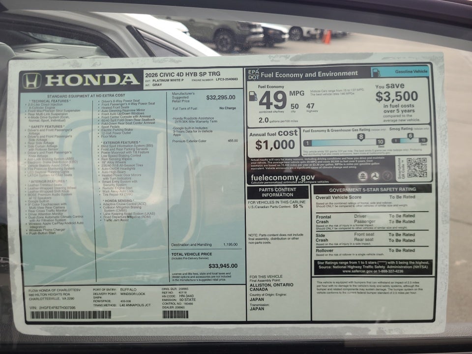 2026 Honda Civic Hybrid Sport