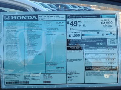 2026 Honda Civic Hybrid Sport