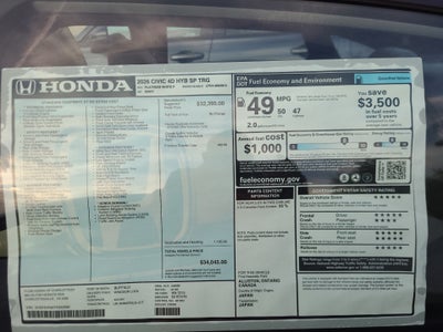 2026 Honda Civic Hybrid Sport