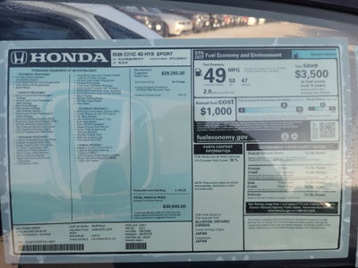 2026 Honda Civic Hybrid Sport