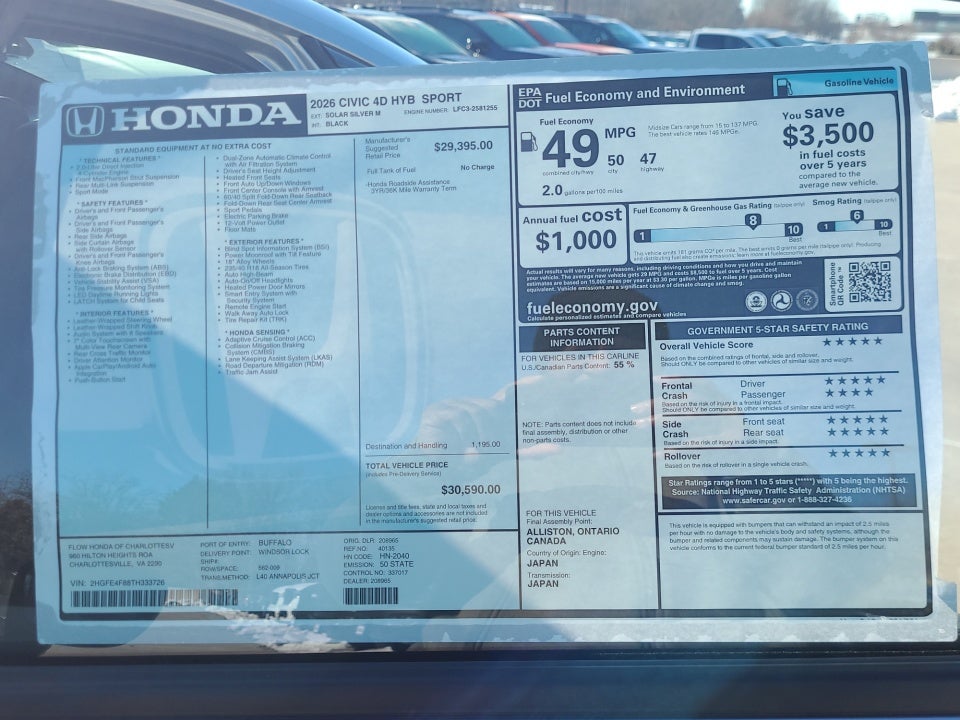 2026 Honda Civic Hybrid Sport