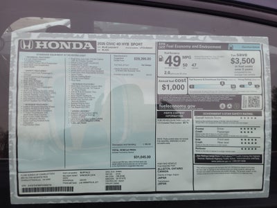 2026 Honda Civic Hybrid Sport