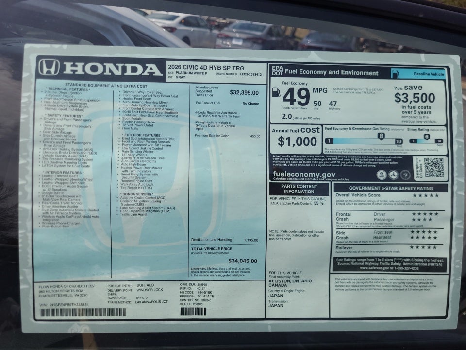 2026 Honda Civic Hybrid Sport