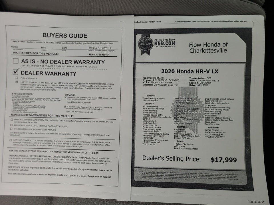 2020 Honda HR-V AWD LX