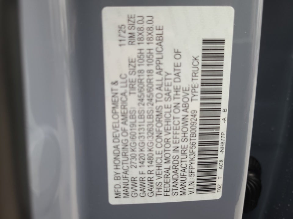 2026 Honda Ridgeline RTL