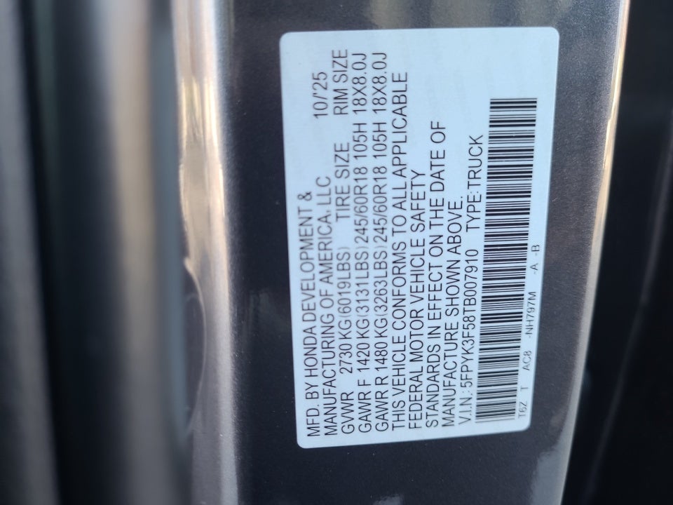 2026 Honda Ridgeline RTL