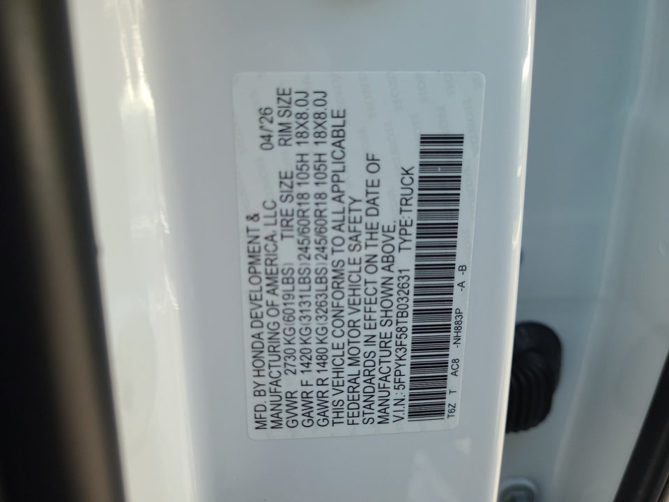 2026 Honda Ridgeline RTL