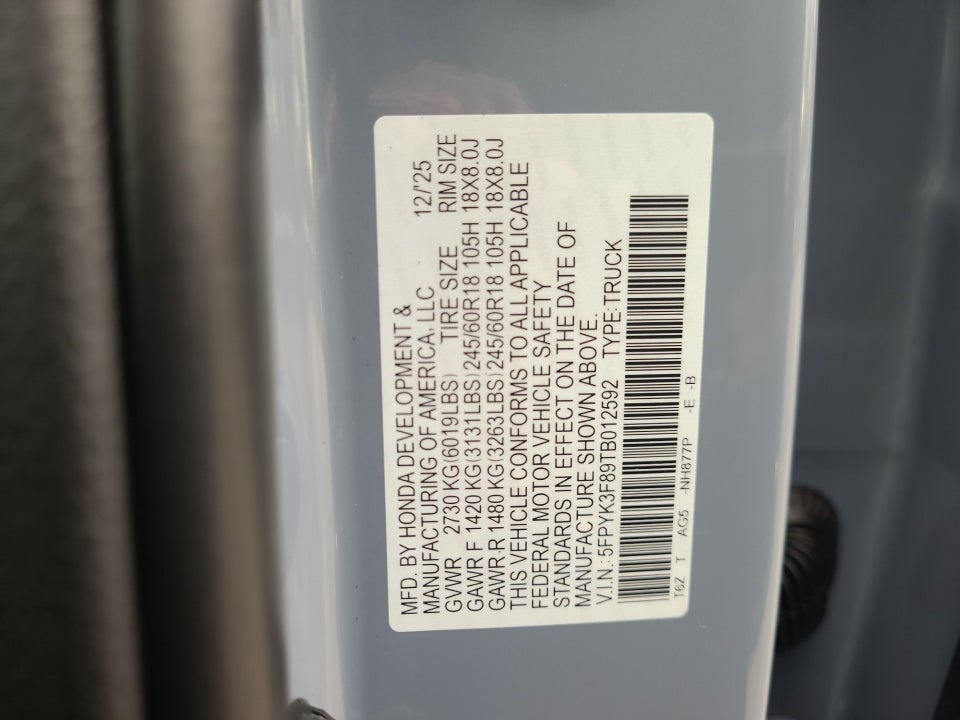 2026 Honda Ridgeline Black Edition