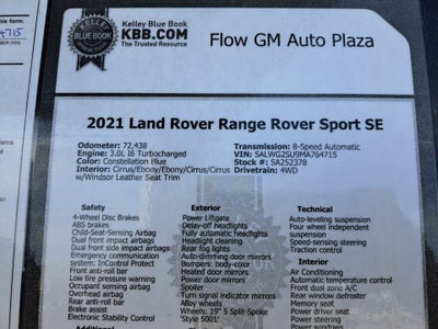 2021 Land Rover Range Rover Sport SE MHEV