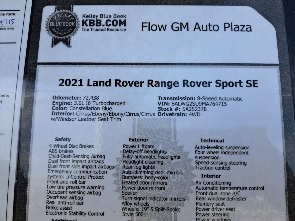 2021 Land Rover Range Rover Sport SE MHEV