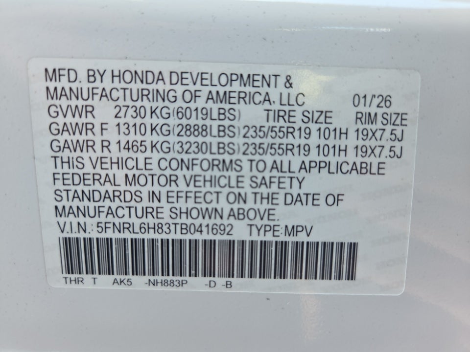 2026 Honda Odyssey Touring